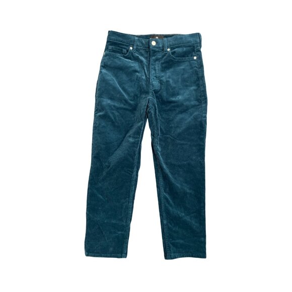 Teal Corduroy pants, women Petite 28W, Button up, Ankle Length - Picture 1 of 7